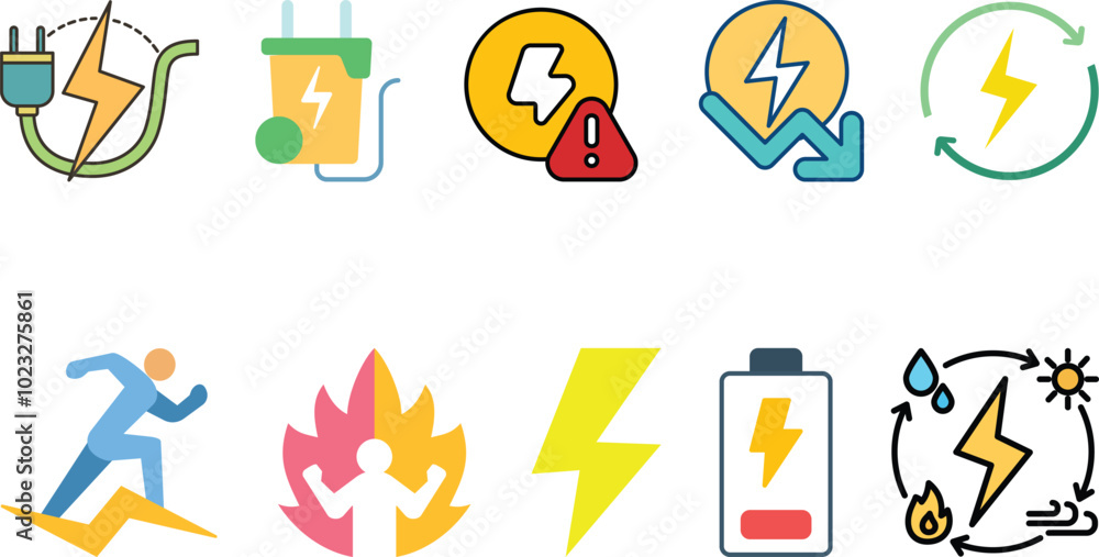 Colorful Energy icon set collection Colorful Energy icon set collection