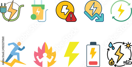 Colorful Energy icon set collection