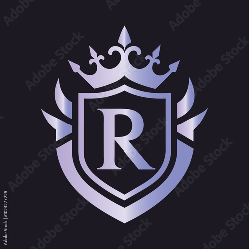royal insignia vector design silver color