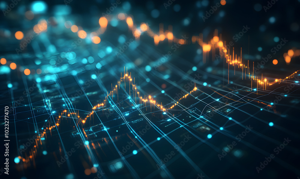 Futuristic Stock Market Chart with Glowing Data or Dynamic Financial Timeline for graphic background Futuristic Stock Market Chart with Glowing Data or Dynamic Financial Timeline for graphic background
