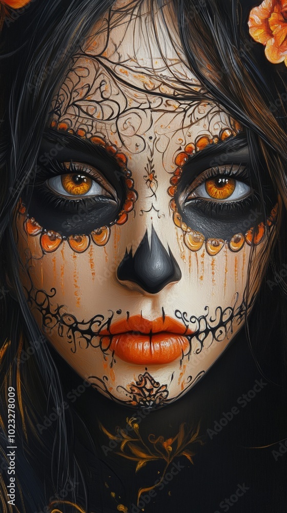 portrait of woman with day of the dead makeup. ai generated portrait of woman with day of the dead makeup. ai generated