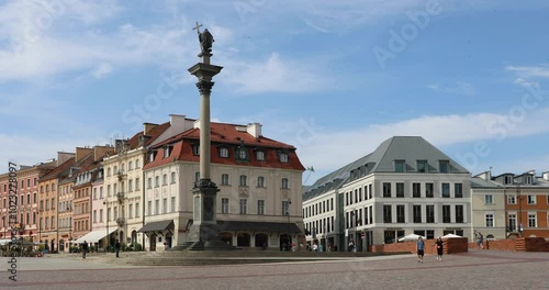 Beautiful view of the King Sigismund's Column in Castle Square in Warsaw, Poland