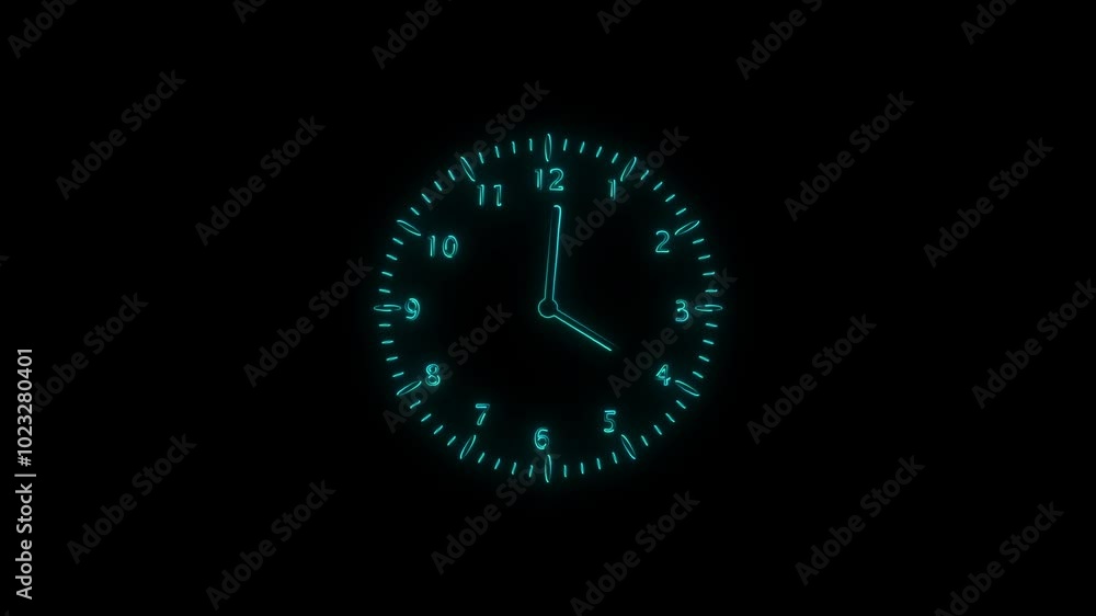 Clock icon neon light .Circle clock icon illustration. Clock icon neon light .Circle clock icon illustration.