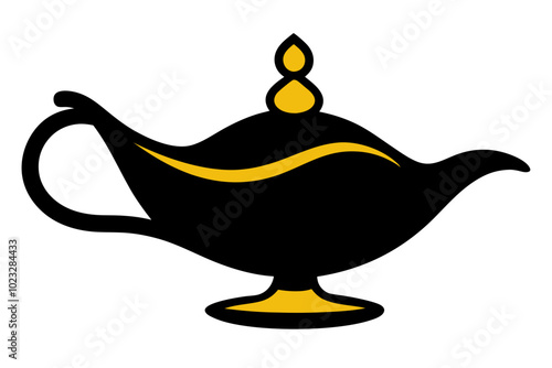 Magic lamp | vector silhouette illustration on white background