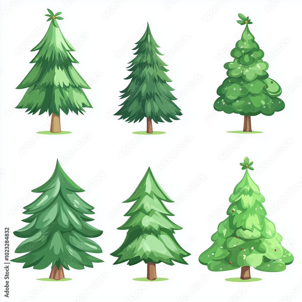 Obraz premium set of christmas trees isolated on white background