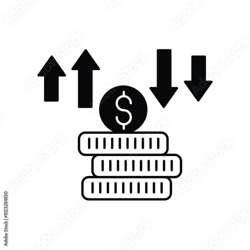 money flow glyph icon with white background vector stock illustration