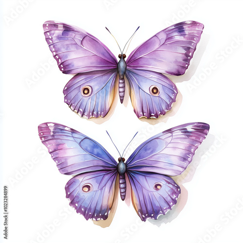 seamless pattern with purple butterflies isolated on white
