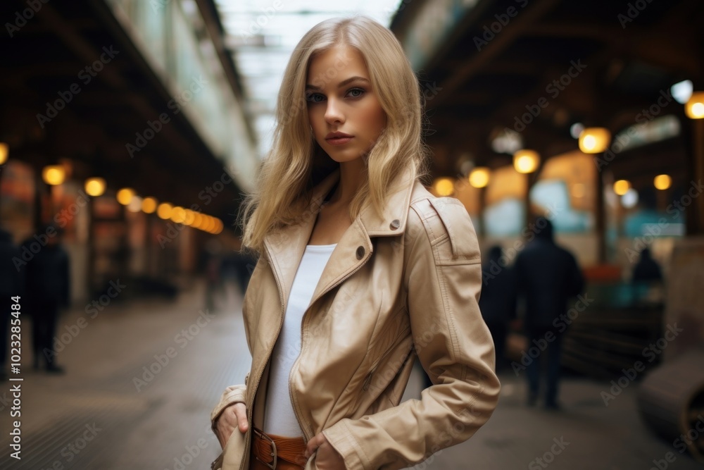 Fototapeta premium Leather jacket mockup apparel woman clothing.