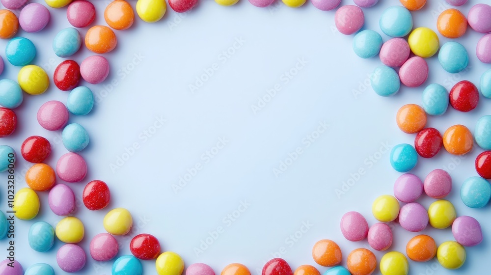 Colorful candy drops arranged in a circle with space for text Colorful candy drops arranged in a circle with space for text