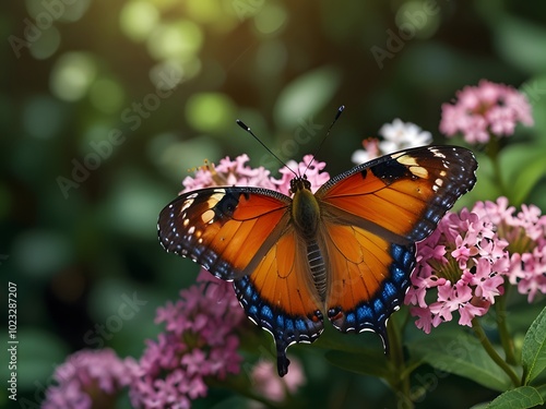 Butterfly Icon on Flat Color Background