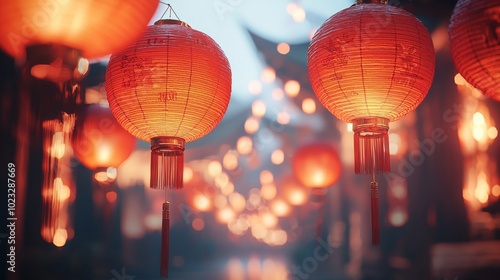 Many red lanterns in asia, festival . ai generated