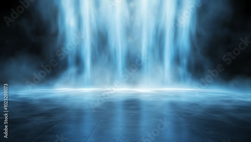 A stunning visual of cascading water with a misty ambiance, creating a serene and calming atmosphere.