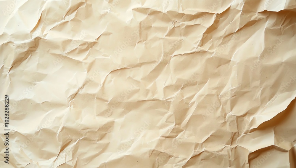 A textured, crumpled paper background in a light beige shade, ideal for various design and artistic applications. A textured, crumpled paper background in a light beige shade, ideal for various design and artistic applications.
