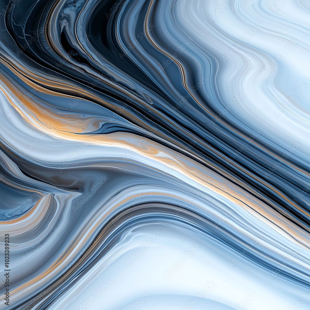 Abstract art piece featuring swirling patterns in blue, white, and gold. Perfect for backgrounds or modern decor. Abstract art piece featuring swirling patterns in blue, white, and gold. Perfect for backgrounds or modern decor.