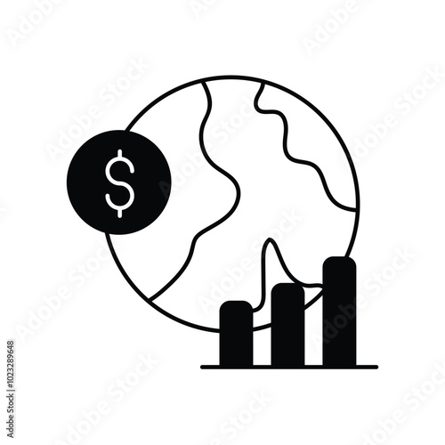 world financial glyph icon with white background vector stock illustration