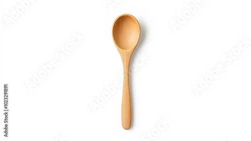 Wooden Spoon on Plain White Background for Sustainable Kitchenware Branding