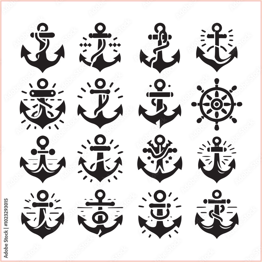 Set of sea anchor symbol set isolated anchor with a heart charm on white background vector illustration
Set of sea anchor symbol set isolated anchor with a heart charm on white background vector illustration