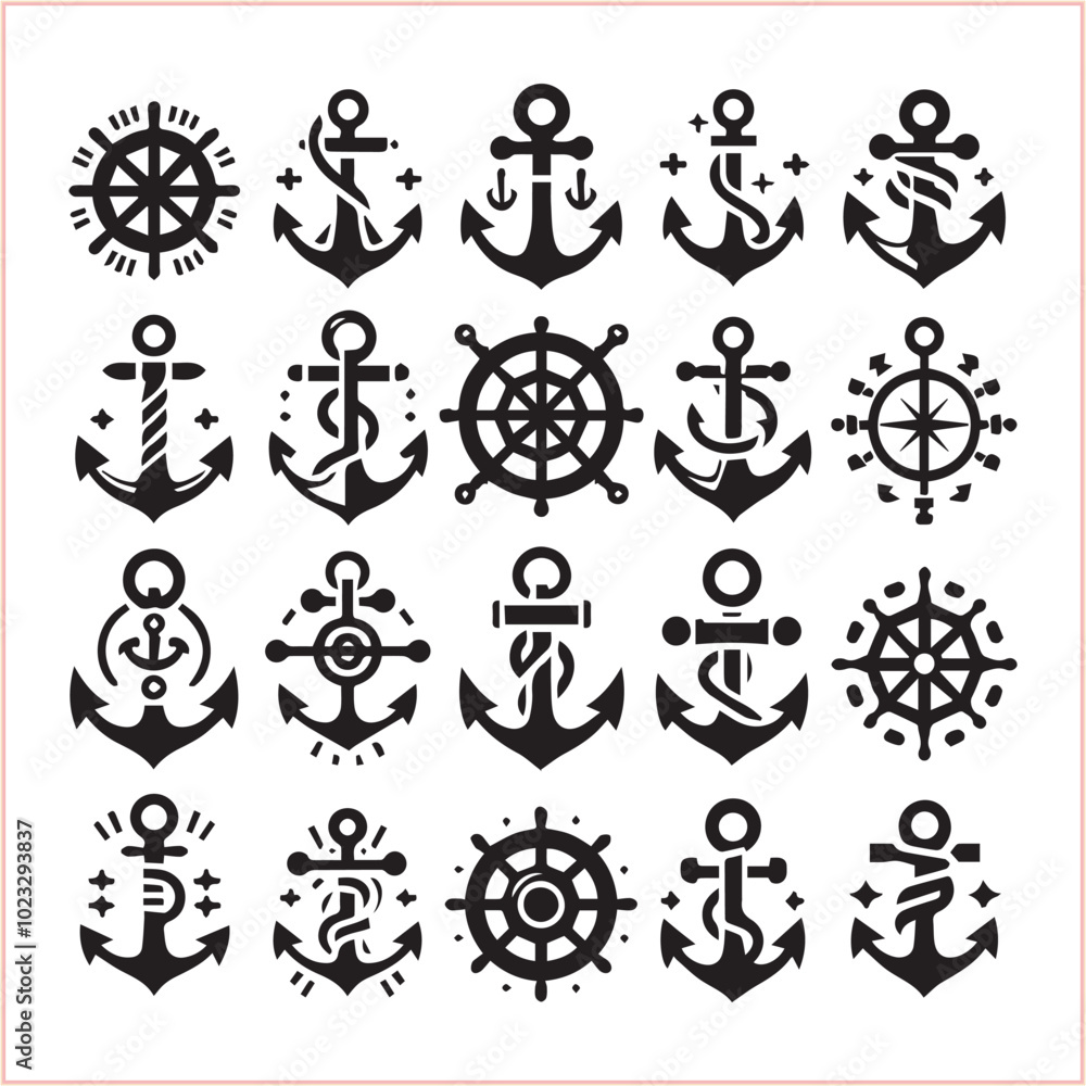 Set of sea anchor symbol set isolated anchor with a heart charm on white background vector illustration
Set of sea anchor symbol set isolated anchor with a heart charm on white background vector illustration