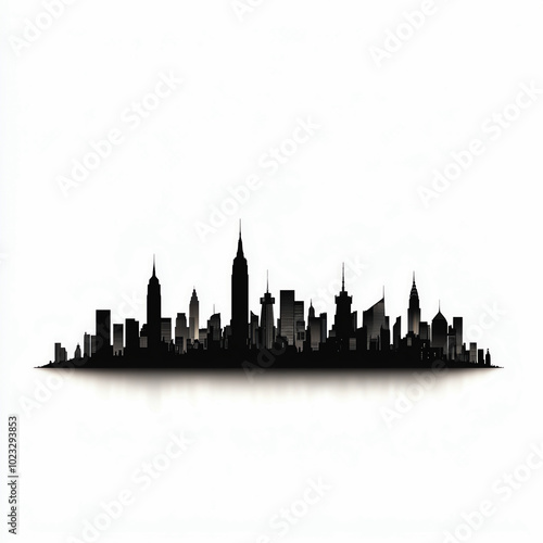 Stylized silhouette of a modern city skyline against a white background, showcasing architectural diversity and urban beauty.