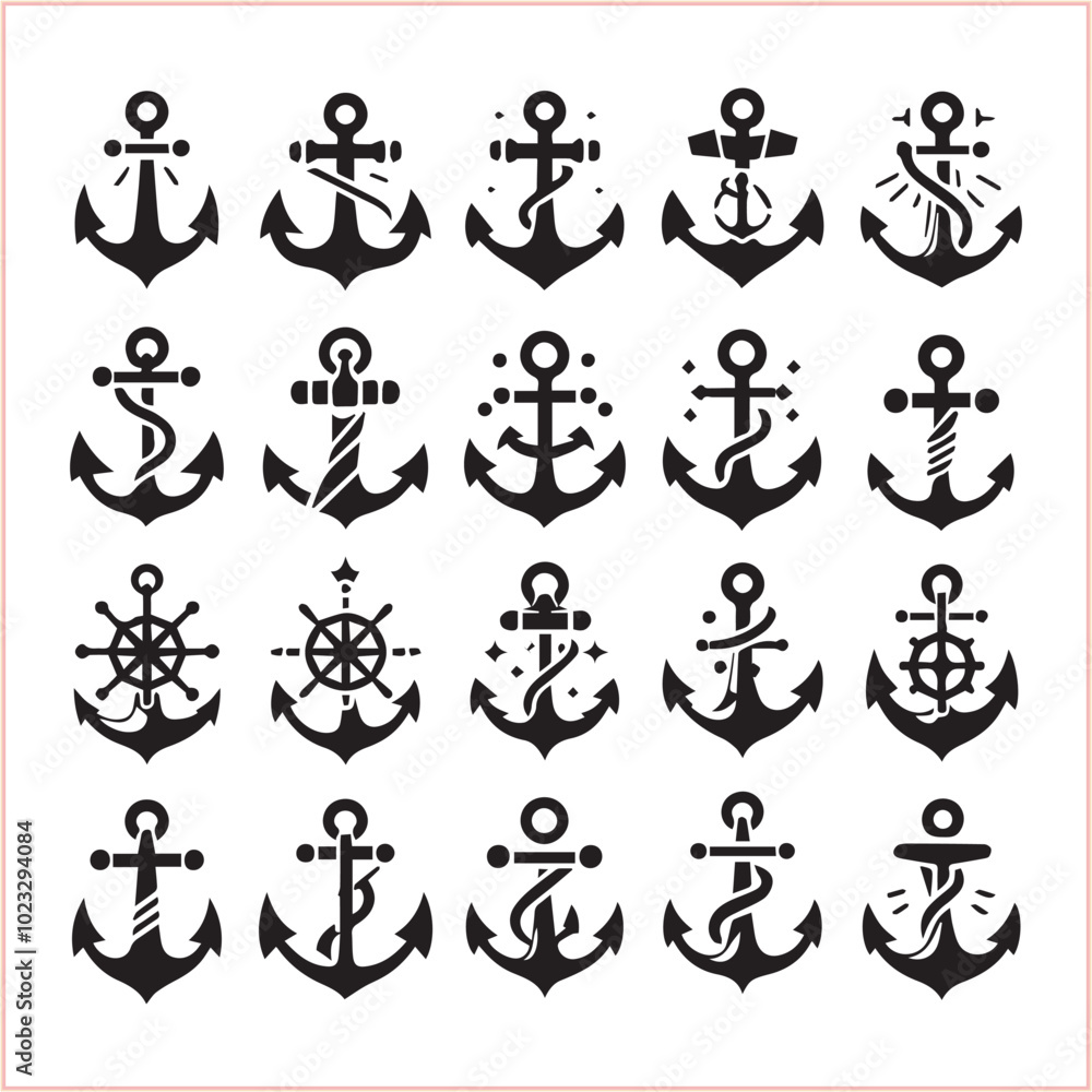 Set of sea anchor symbol set isolated anchor with a heart charm on white background vector illustration
Set of sea anchor symbol set isolated anchor with a heart charm on white background vector illustration