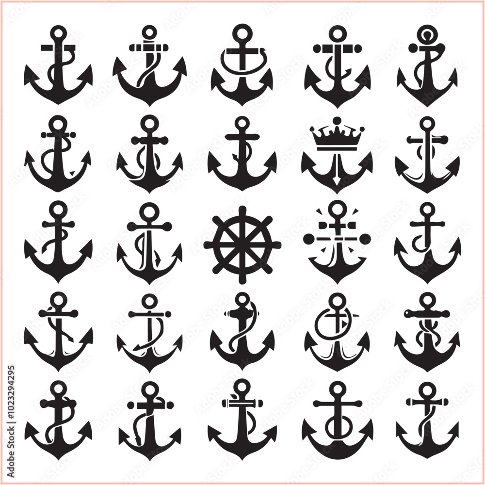 Set of sea anchor symbol set isolated anchor with a heart charm on white background vector illustration
Set of sea anchor symbol set isolated anchor with a heart charm on white background vector illustration