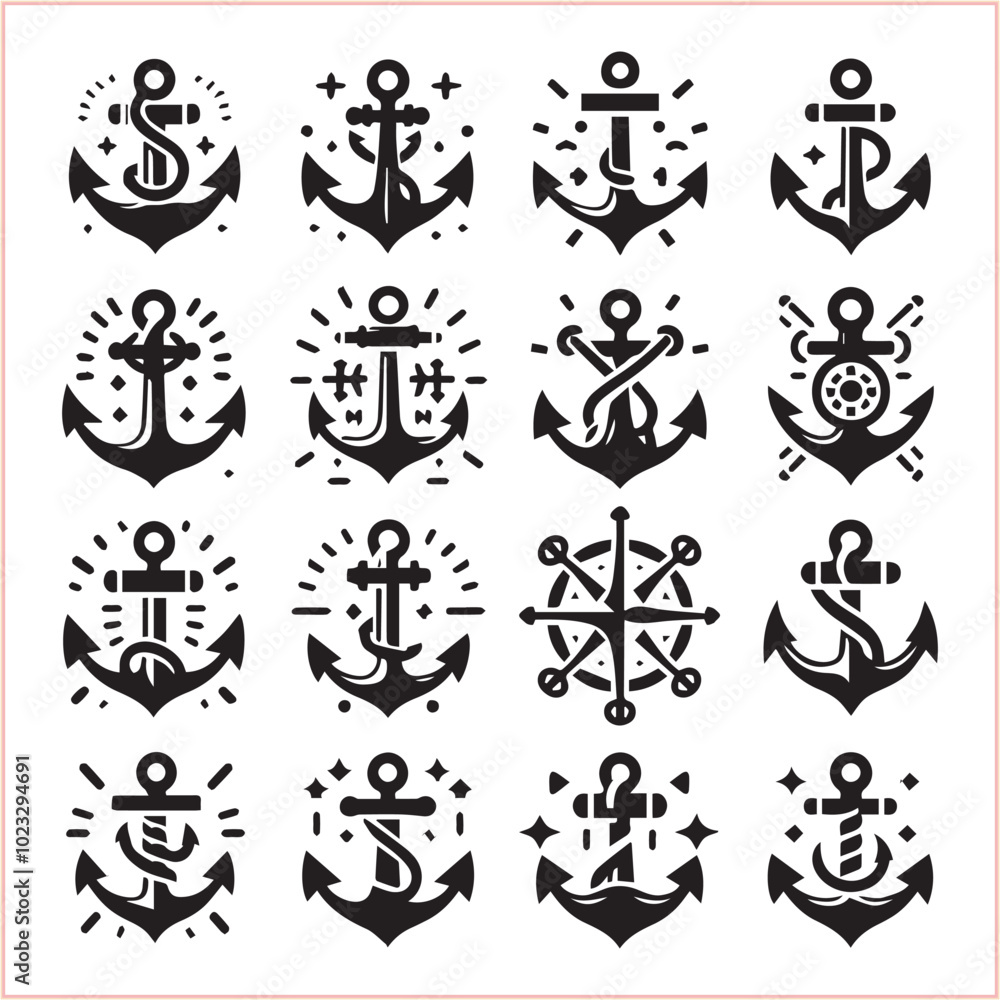 Set of sea anchor symbol set isolated anchor with a heart charm on white background vector illustration
Set of sea anchor symbol set isolated anchor with a heart charm on white background vector illustration