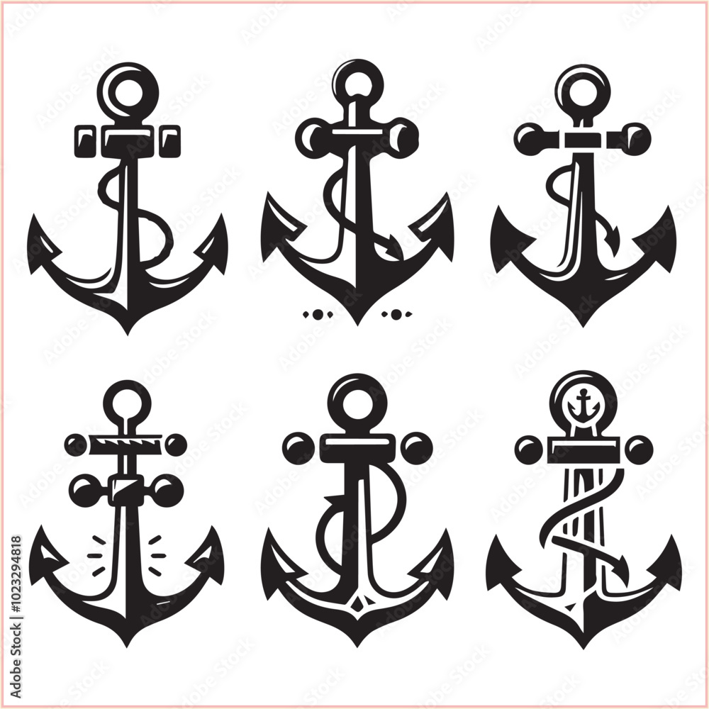 Set of sea anchor symbol set isolated anchor with a heart charm on white background vector illustration
Set of sea anchor symbol set isolated anchor with a heart charm on white background vector illustration