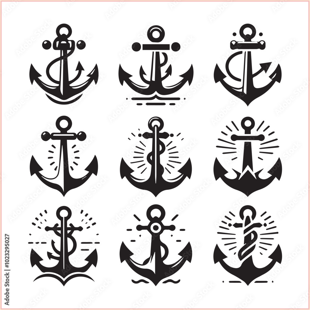 Set of sea anchor symbol set isolated anchor with a heart charm on white background vector illustration
Set of sea anchor symbol set isolated anchor with a heart charm on white background vector illustration