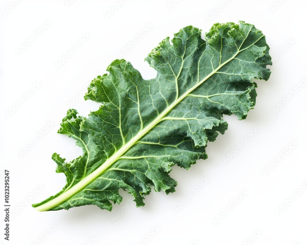 Kale Leaf: Fresh Green Organic Vegetable, Healthy and Topview Isolated on White Background Kale Leaf: Fresh Green Organic Vegetable, Healthy and Topview Isolated on White Background