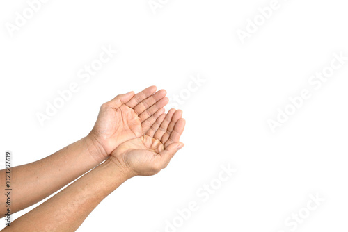 Empty hand holding isolated on the white background, with clipping paths.