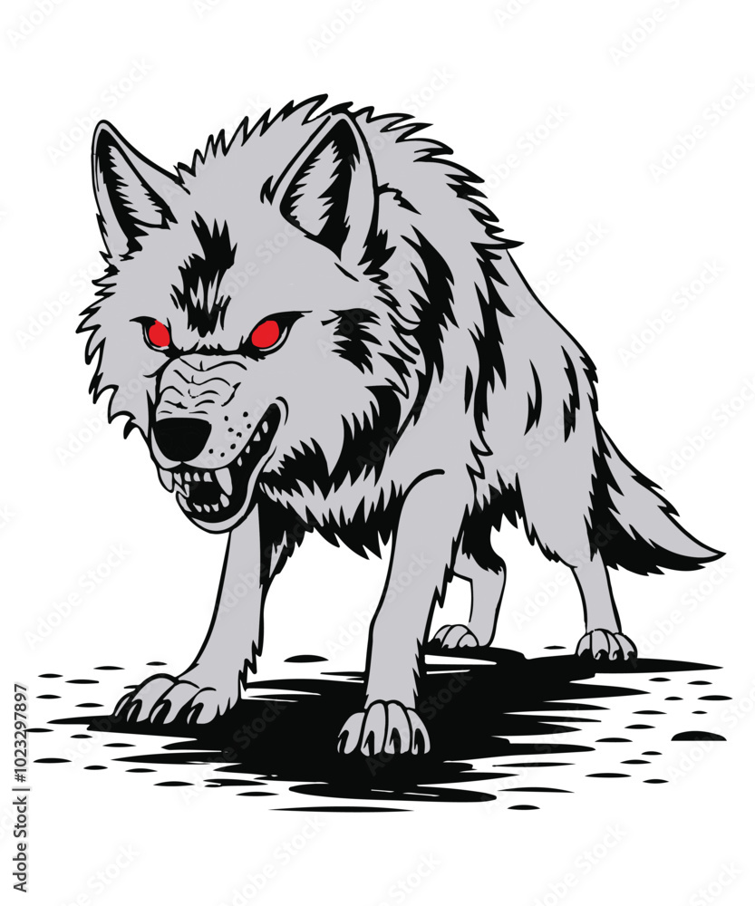 Obraz premium angry wolf vector art illustration with white background