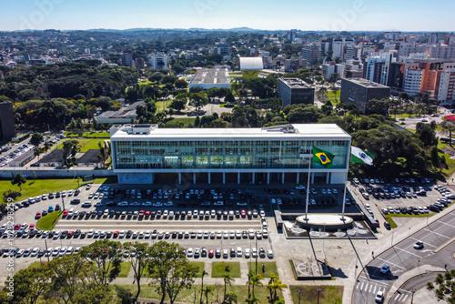 Obraz na plátně Palácio Iguaçu, seat of the Executive Branch of Paraná, located in the Civic Center, in Curitiba, the state capital, on a day with a blue sky