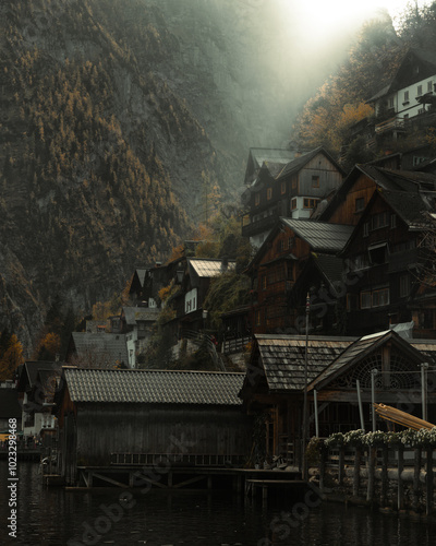 Wallpaper Mural Stunning view of famous Hallstatt, Famous place in Austria, Travel Spot. tradition architecture. Stunning view of famous Hallstatt. travel destination. Salzkammergut region, Austria, Europe. Torontodigital.ca