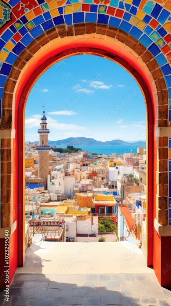 Obraz premium Summer arch town architecture.