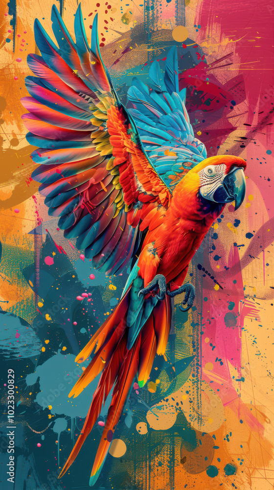 70s Retro Parrot Poster