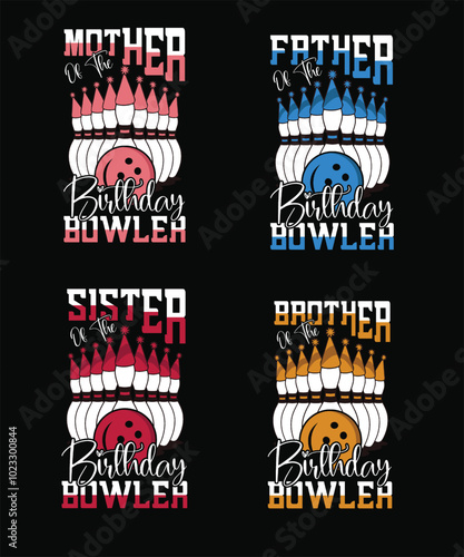 Birthday bowling typography t shirt design vector eps