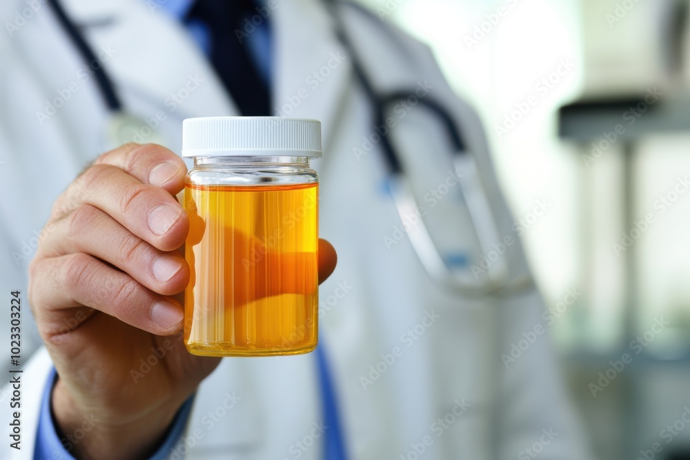 Doctor Holding Urine Sample for Medical Test Doctor Holding Urine Sample for Medical Test