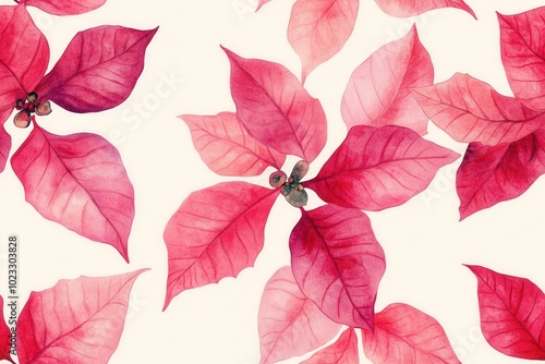 Watercolor Poinsettia Pattern - Festive Red Holiday Flowers