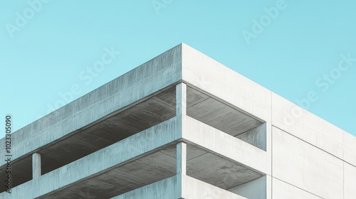 Wallpaper Mural A large concrete parking structure against a clear blue sky, perfect for adding your text Torontodigital.ca