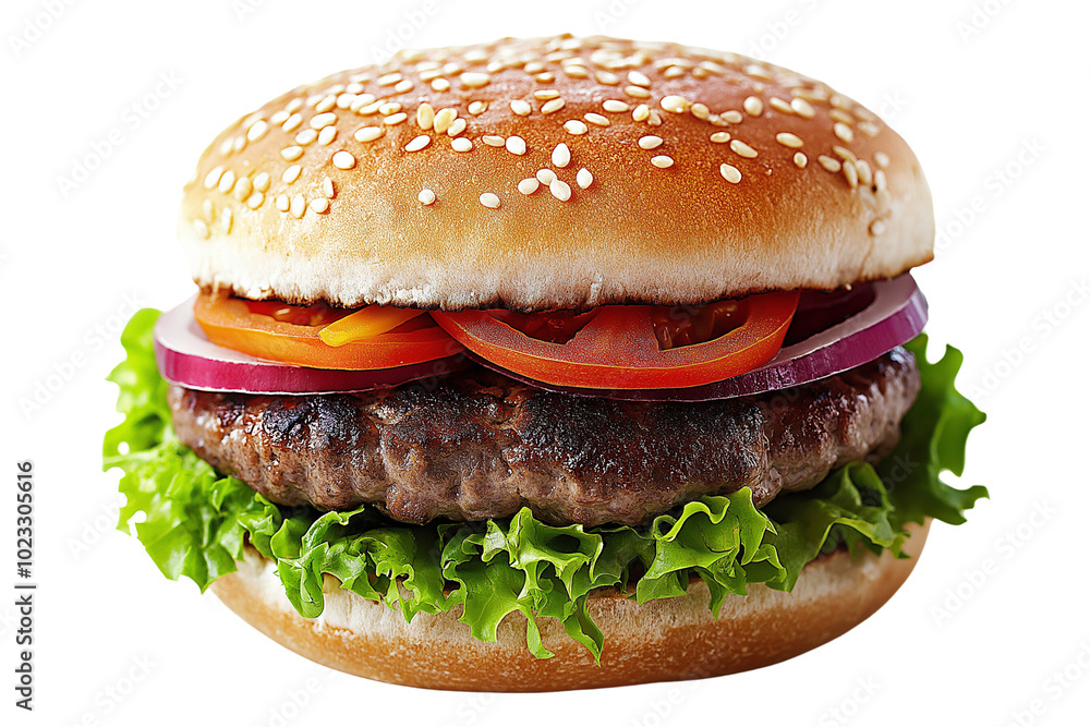 Delicious Hamburger with white Background, png transparent die cut. Delicious Hamburger with white Background, png transparent die cut.
