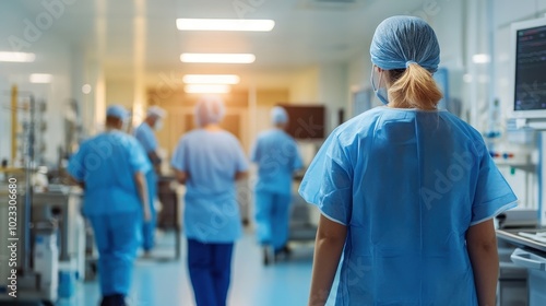 Medical Professionals in Hospital Corridor