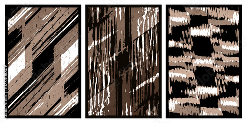 Set of 3 Abstract illustration in vintage style. For use in graphics, for wall decor. 
