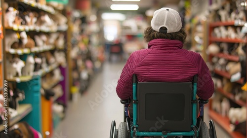 Wallpaper Mural Person in wheelchair navigating through a busy store aisle. Torontodigital.ca