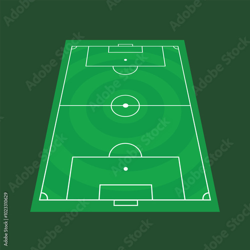 Soccer Football Field Round Circle Grass Perspective View Vector