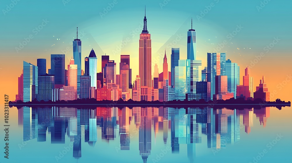 Obraz premium Vibrant City Skyline Illustration
