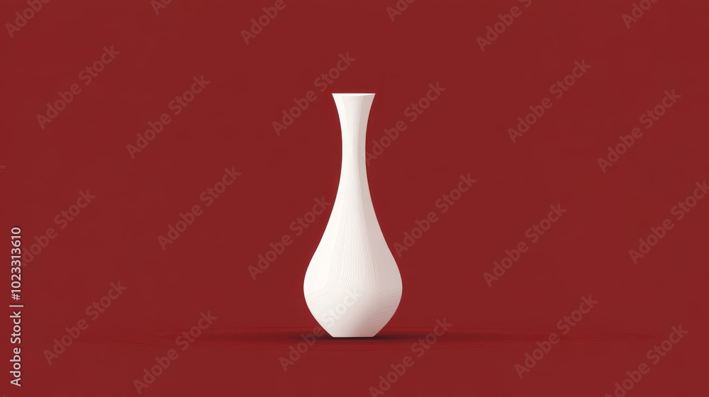 White Vase on Red Background Minimalist Design White Vase on Red Background Minimalist Design