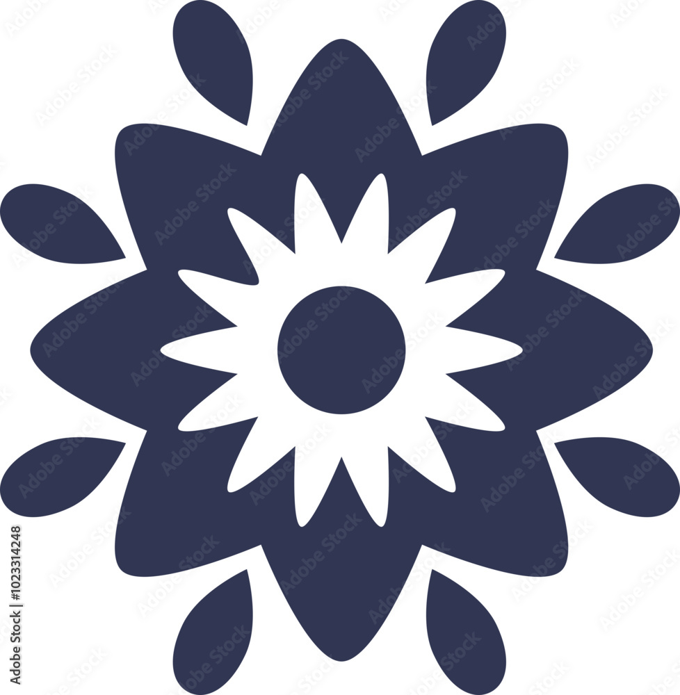 Abstract blossomed head of the flower solid silhouette Abstract blossomed head of the flower solid silhouette