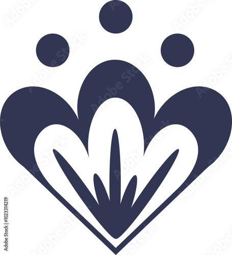 Abstract blossomed head of the flower solid silhouette