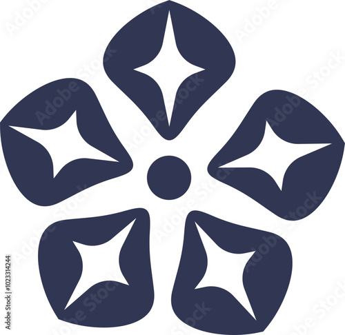 Abstract blossomed head of the flower solid silhouette