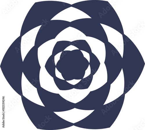 Abstract blossomed head of the flower solid silhouette